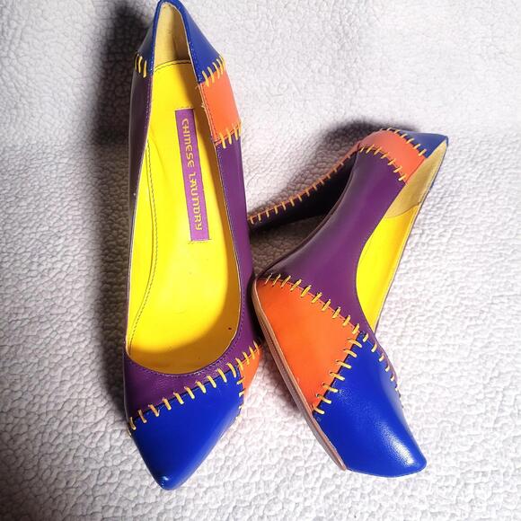 Chinese Laundry Mardi Gras Patchwork Leather High Heel Pumps - Size 6.5 - Picture 5 of 9